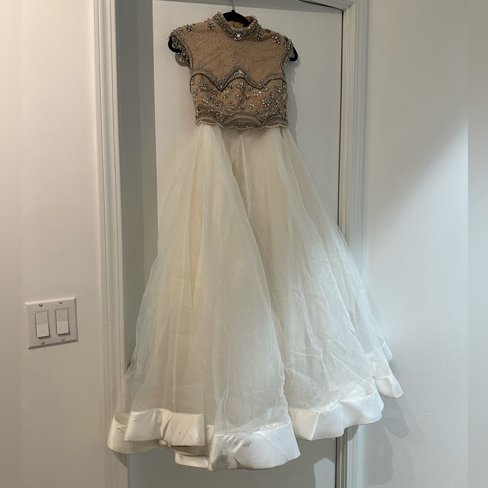 Terani 2-piece white prom dress